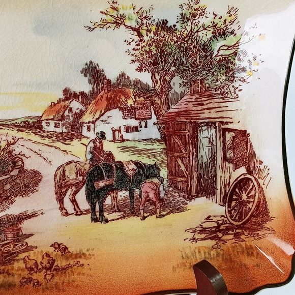 Royal Doulton Rustic England Serving Plate Countryside Thatched Roof Cottages - Picture 3 of 6